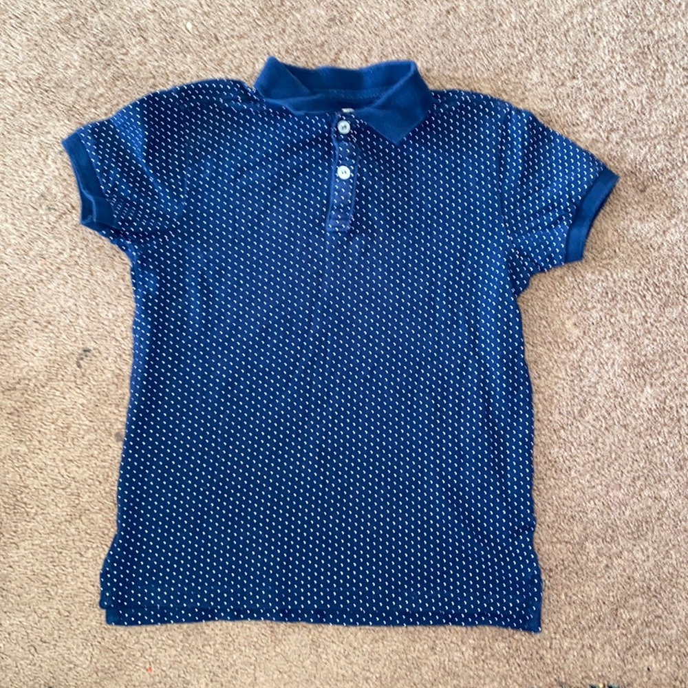 Boys Blue & White Polka Dot Short Sleeve Polo Shirt